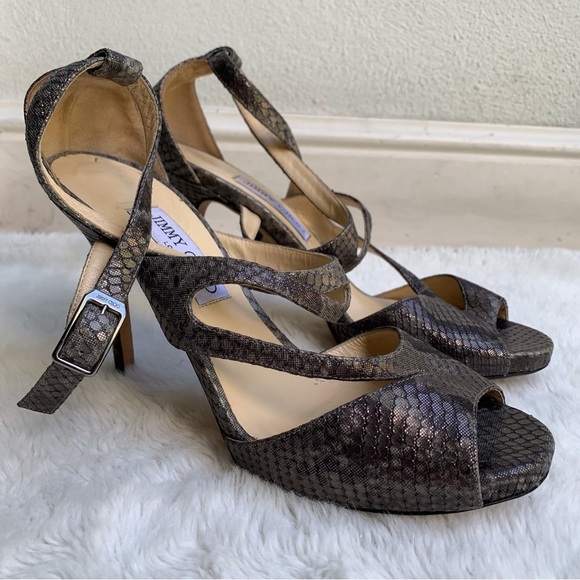 Jimmy Choo Women's Virtue Shimmer Snake Print Heels Size 40 - Picture 2 of 16
